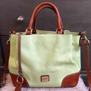 Dooney & Bourke Light Green and Brown Leather Satchel
